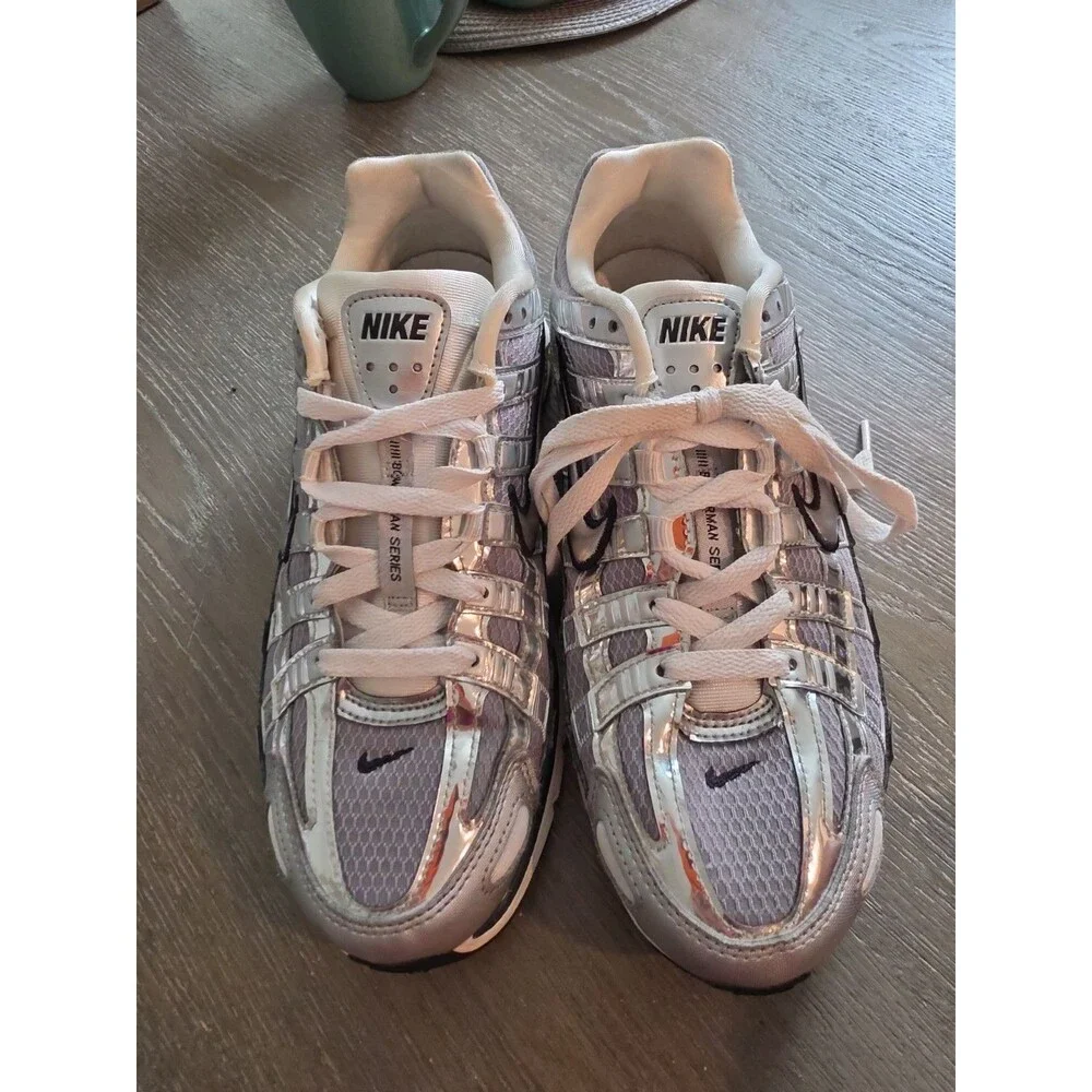 Nike P-6000 Bowerman Series Metallic Silver Chrome Sneakers CN0149-001 Men Sz 8